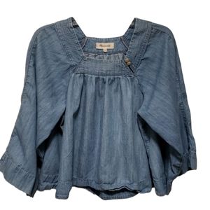 Madewell Deium Flowy Boho Wide Long Sleeve Blouse Xsmall